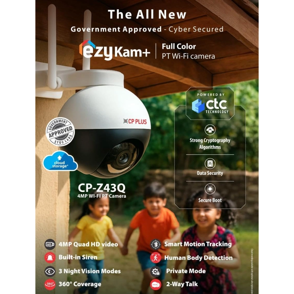 CP-Plus 4MP WiFi PT Camera Night Color with Two Way Talk (CP-Z43Q) view 3